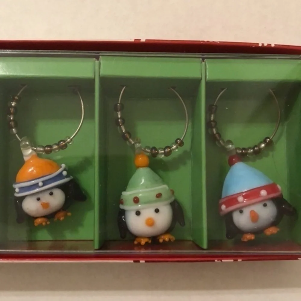 NEW Pier 1 Imports Holiday Christmas Winter wine glass charms. Six total.